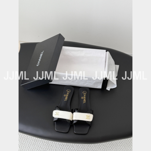 샤넬 26C 버클 슬라이드 투톤 블랙