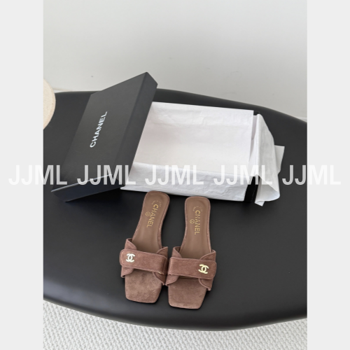 샤넬 26C 버클 슬라이드 다크 브라운