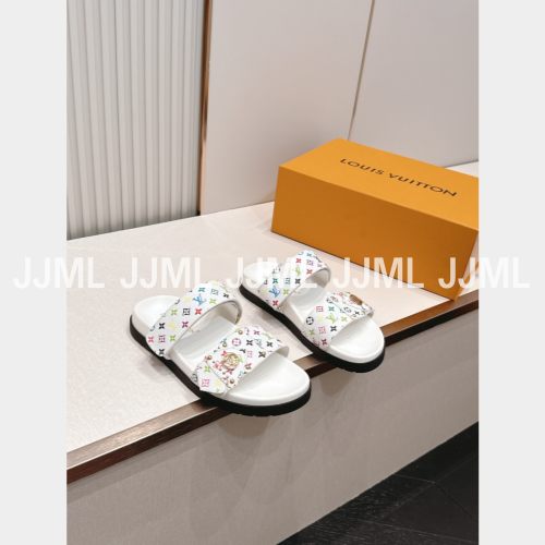 루이비통 플랫 컴포트 뮬 모노그램 멀티 화이트